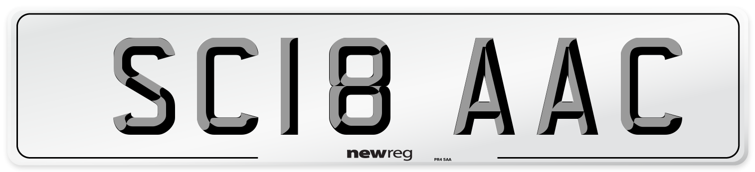 SC18 AAC Number Plate from New Reg